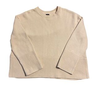 Gap Beige Knit Sweater With Some Side Slits And Ribbed Detailing Medium